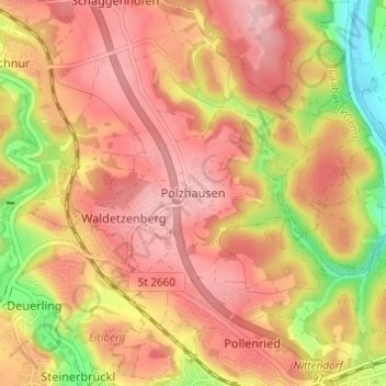 Topografische Karte Polzhausen, Höhe, Relief