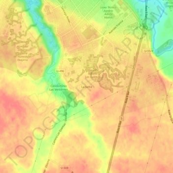 Topografische Karte La Junta, Höhe, Relief