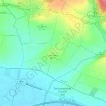Topografische Karte Linsenberg, Höhe, Relief