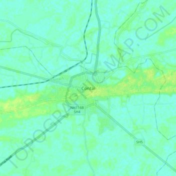 Topografische Karte Contai, Höhe, Relief