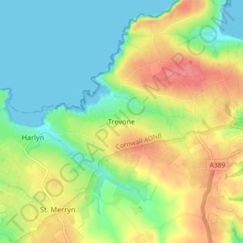 Topografische Karte Trevone, Höhe, Relief