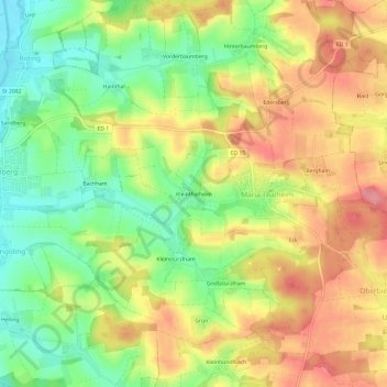 Topografische Karte Kleinthalheim, Höhe, Relief