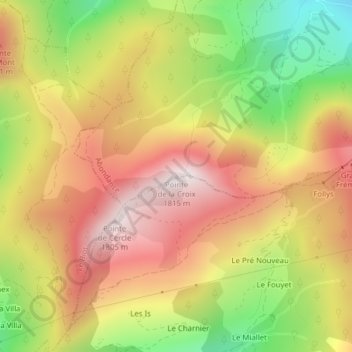Topografische Karte Pointe de la Croix, Höhe, Relief
