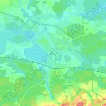Topografische Karte Werro, Höhe, Relief