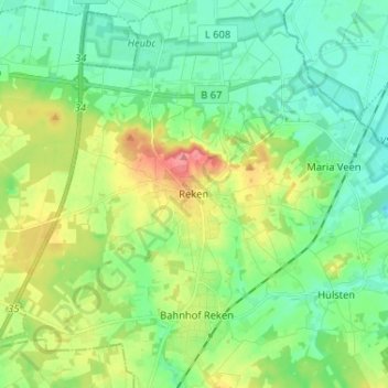 Topografische Karte Reken, Höhe, Relief