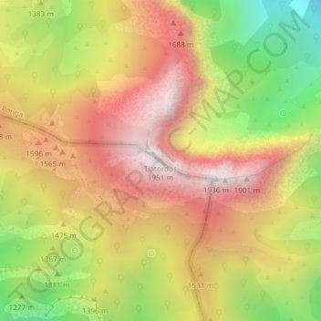 Topografische Karte Tiatordos, Höhe, Relief