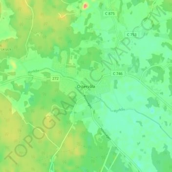 Topografische Karte Östervåla, Höhe, Relief