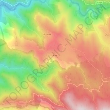 Topografische Karte Grizac, Höhe, Relief