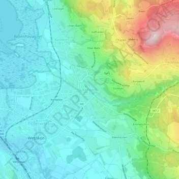 Topografische Karte Kempten, Höhe, Relief