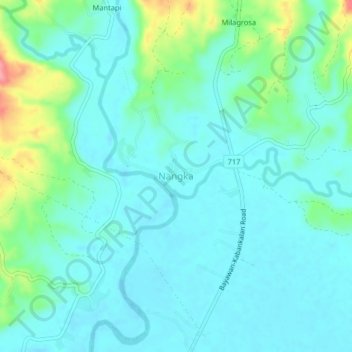 Topografische Karte Nangka, Höhe, Relief