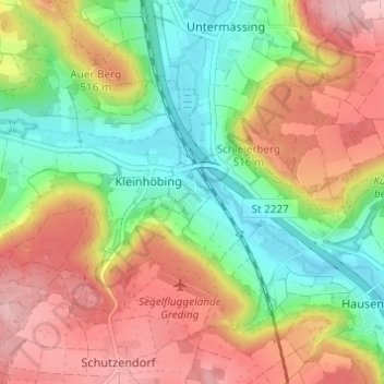 Topografische Karte Großhöbing, Höhe, Relief