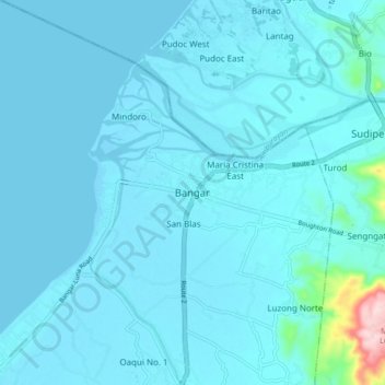 Topografische Karte Bangar, Höhe, Relief