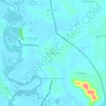 Topografische Karte Chinchinim, Höhe, Relief