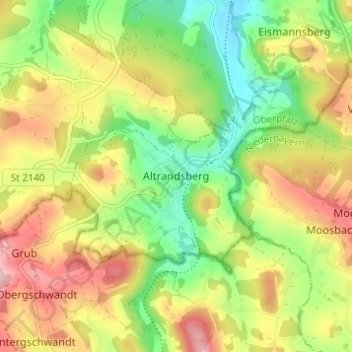 Topografische Karte Altrandsberg, Höhe, Relief