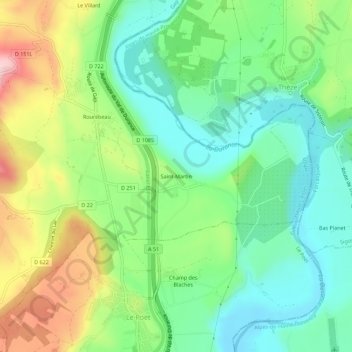 Topografische Karte Saint-Martin, Höhe, Relief
