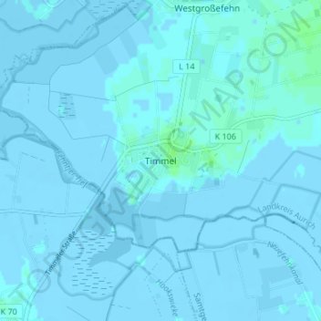 Topografische Karte Timmel, Höhe, Relief