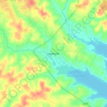 Topografische Karte ปลวกแดง, Höhe, Relief