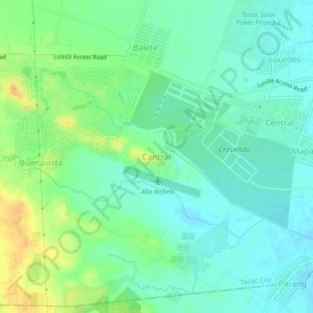 Topografische Karte Central, Höhe, Relief