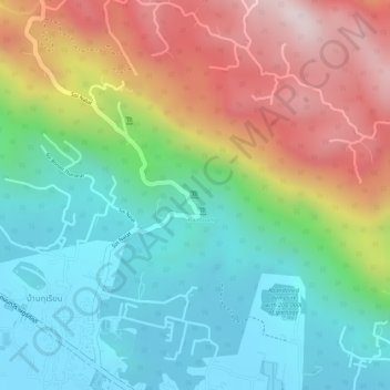 Topografische Karte waterfall, Höhe, Relief