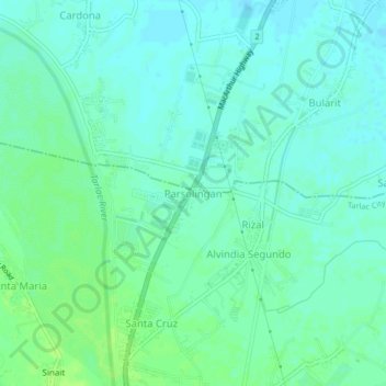 Topografische Karte Parsolingan, Höhe, Relief