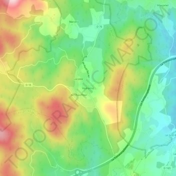 Topografische Karte Vedrenne, Höhe, Relief