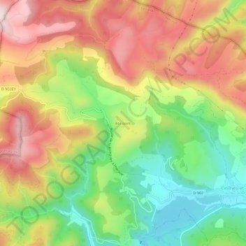 Topografische Karte Rocozels, Höhe, Relief