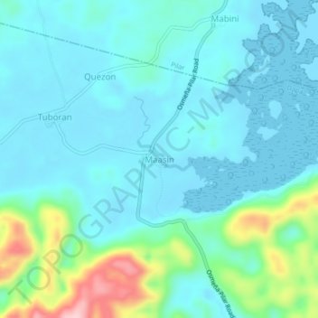 Topografische Karte Maasin, Höhe, Relief
