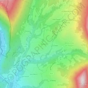 Topografische Karte Broissieux, Höhe, Relief