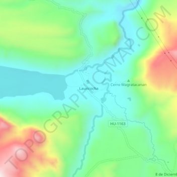 Topografische Karte Lauricocha, Höhe, Relief