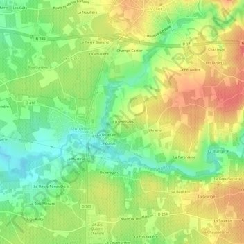 Topografische Karte La Baronnière, Höhe, Relief