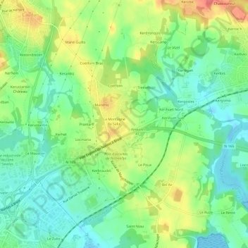 Topografische Karte Lezevorh, Höhe, Relief
