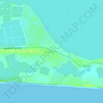 Topografische Karte Praia Seca, Höhe, Relief