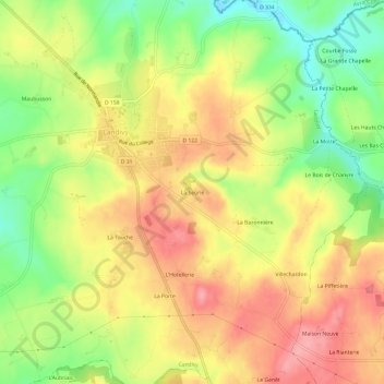 Topografische Karte La Seorie, Höhe, Relief