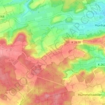 Topografische Karte Mainkling, Höhe, Relief