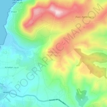 Topografische Karte Mediouna, Höhe, Relief