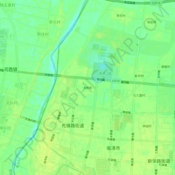 Topografische Karte Daqiaojie, Höhe, Relief