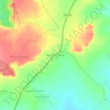 Topografische Karte Rakamcherla, Höhe, Relief