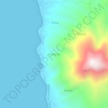 Topografische Karte Ondong, Höhe, Relief