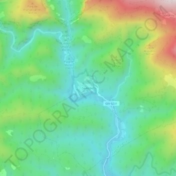 Topografische Karte Sadernes, Höhe, Relief