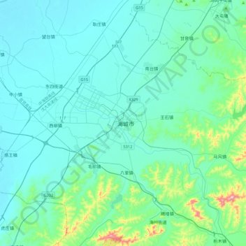 Topografische Karte 海城市, Höhe, Relief