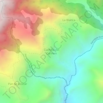Topografische Karte Cuchilla del Carmen, Höhe, Relief