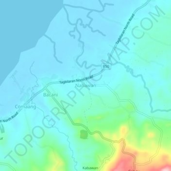 Topografische Karte Nahawan, Höhe, Relief