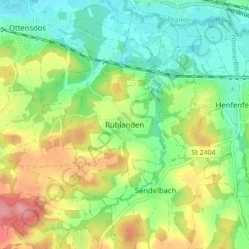 Topografische Karte Rüblanden, Höhe, Relief