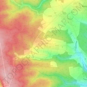 Topografische Karte Herzogsweiler, Höhe, Relief