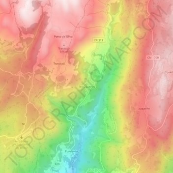 Topografische Karte Teixugueiras, Höhe, Relief