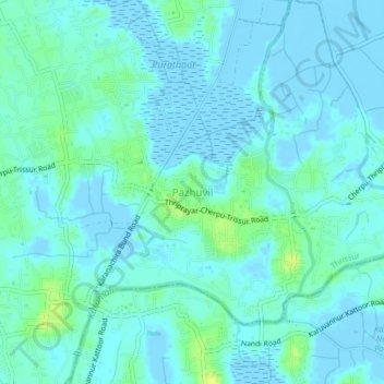 Topografische Karte Pazhuvil, Höhe, Relief