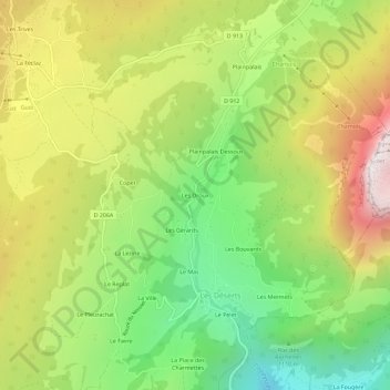 Topografische Karte Les Droux, Höhe, Relief
