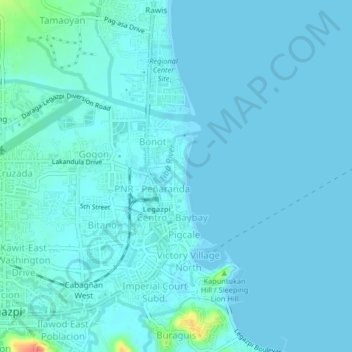 Topografische Karte San Roque, Höhe, Relief