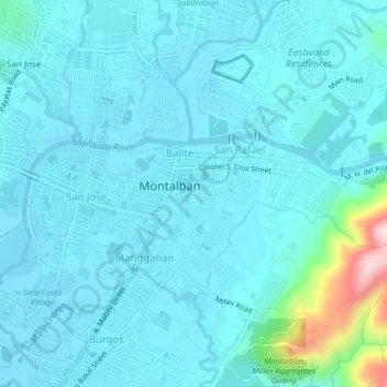 Topografische Karte Geronimo, Höhe, Relief