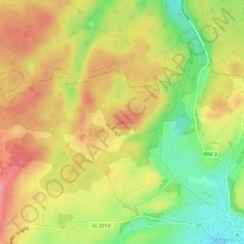 Topografische Karte Fahrenberg, Höhe, Relief